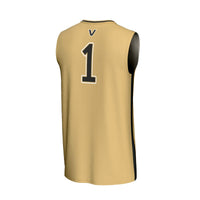 #1 Vanderbilt Commodores Lightweight Collegiate Basketball Fashion Jersey - Gold