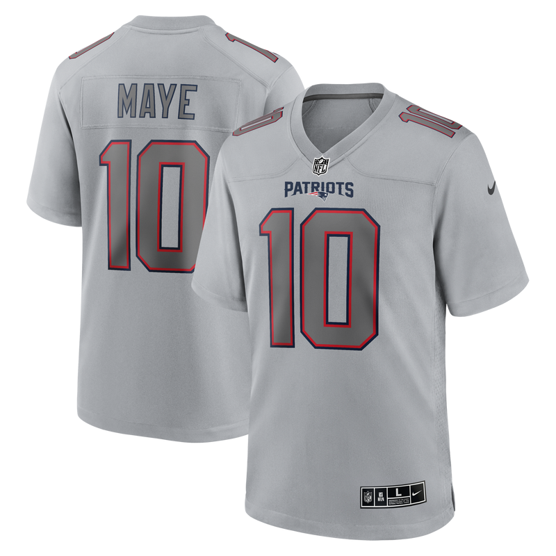 New England Patriots Drake Maye Gray Atmosphere Fashion Game Jersey