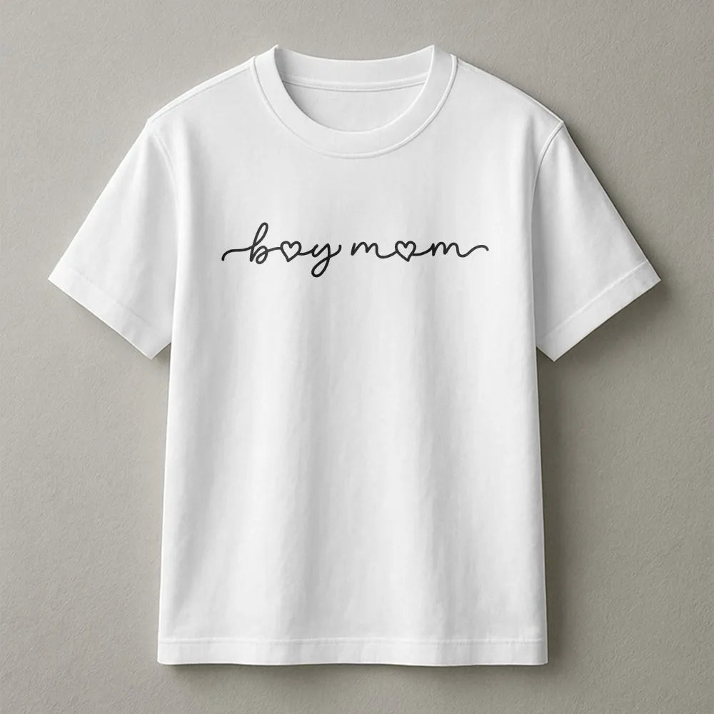 Boy Mom Sweatshirt | Minimalist Heart Script Design | Premium Soft Cotton Blend | Mother's Day Gift for Mom