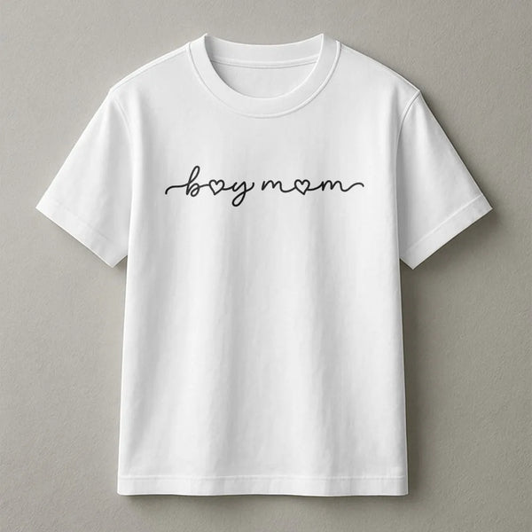 Boy Mom Sweatshirt | Minimalist Heart Script Design | Premium Soft Cotton Blend | Mother's Day Gift for Mom