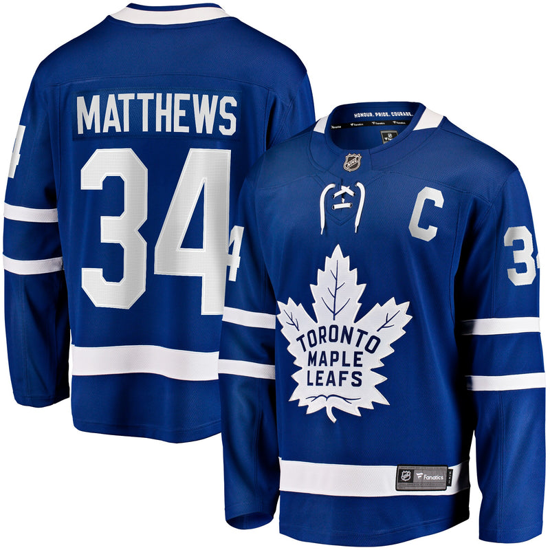 Toronto Maple Leafs Auston Matthews Blue Captain Patch Home Breakaway Player Jersey