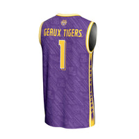 #1 LSU Tigers Lightweight Highlight Print Basketball Jersey - Purple