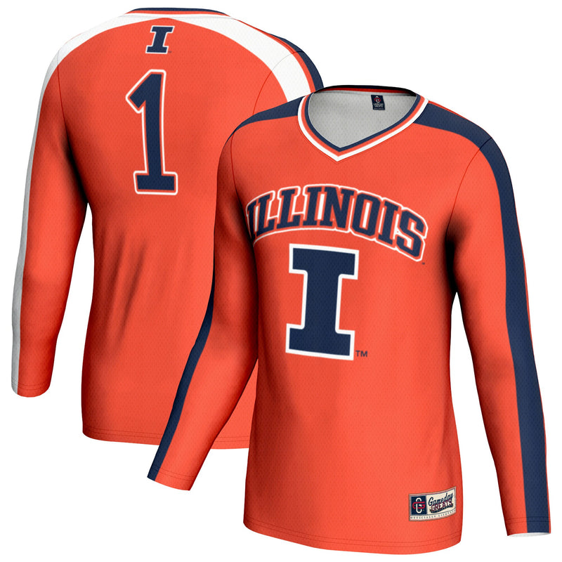 Illinois Fighting Illini #1 Lightweight Volleyball Fashion Jersey - Orange
