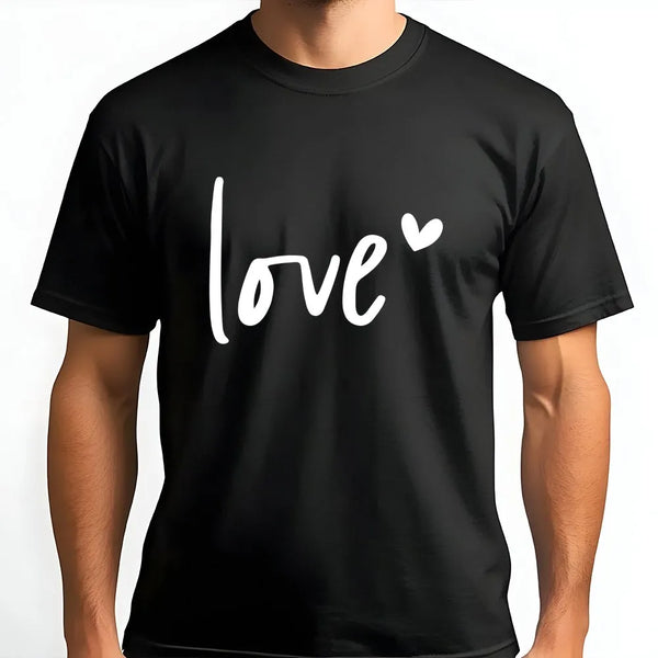 Love Graphic T-Shirt | Minimalist Script Heart Design | Premium Soft Cotton | Romantic Gift For Her Or Him