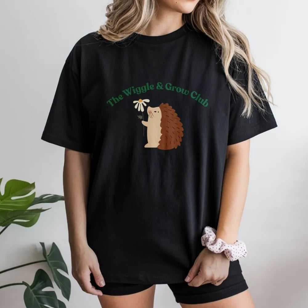 Hedgehog T-Shirt | Cute Floral Animal Graphic | Premium Soft Cotton | Nature Lover Gift for Women and Men