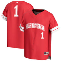 #1 Nebraska Huskers Lightweight Collegiate Baseball Fashion Jersey - Scarlet