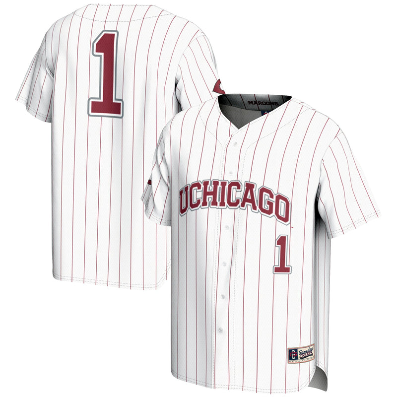 #1 UChicago Maroons Lightweight Baseball Fashion Jersey - White