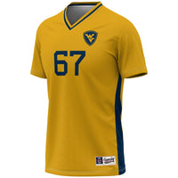 #1 West Virginia Mountaineers Lightweight Soccer Fashion Jersey - Gold
