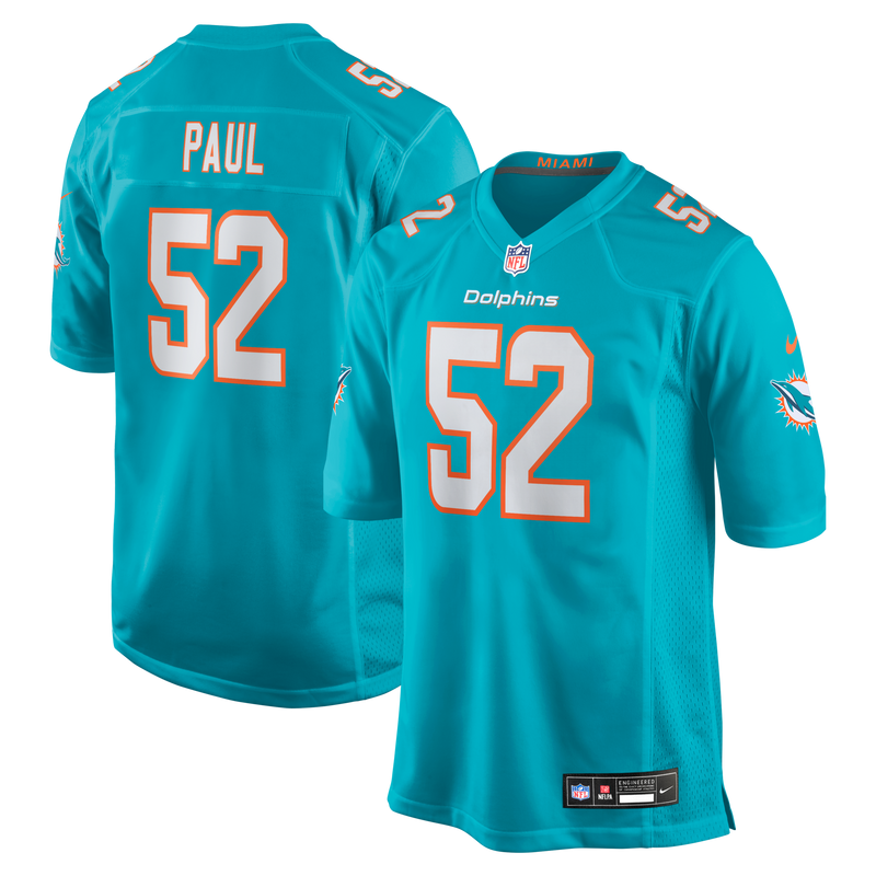 Miami Dolphins Patrick Paul Aqua Game Jersey