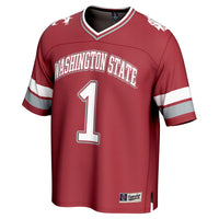 #1 Washington State Cougars Lightweight Collegiate Football Fashion Jersey - Crimson