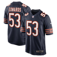 Chicago Bears TJ Edwards Navy Game Player Jersey