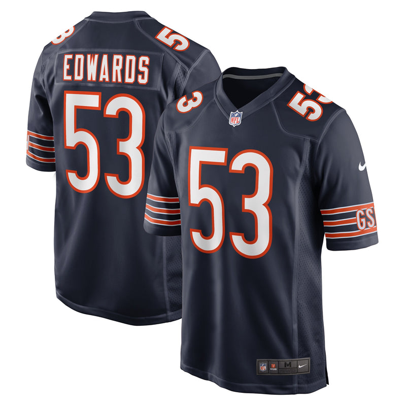 Chicago Bears TJ Edwards Navy Game Player Jersey