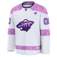 Minnesota Wild White 2024 Hockey Fights Cancer Custom Practice Jersey