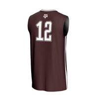 #12 Texas A&M Aggies Lightweight Basketball Fashion Jersey - Maroon