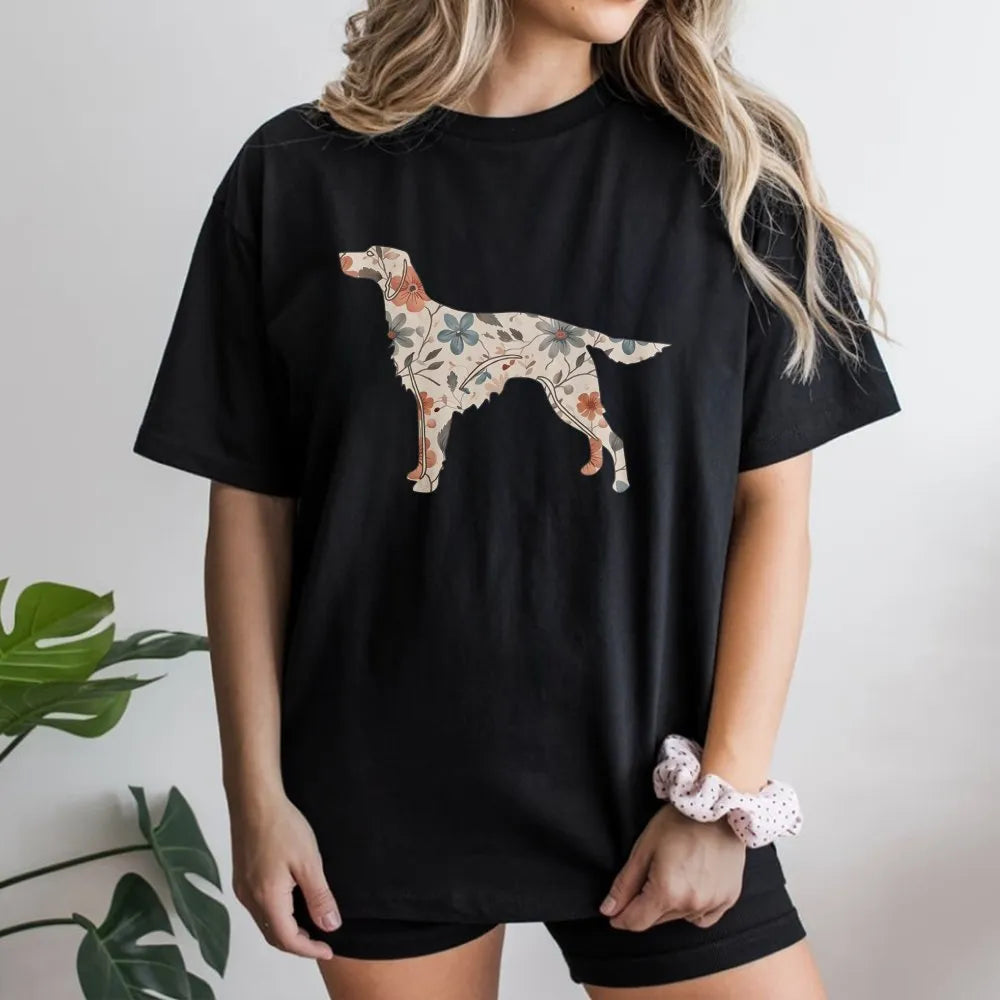 Irish Setter T-Shirt | Floral Dog Silhouette Graphic | Soft Premium Cotton Tee | Dog Mom Gift For Women