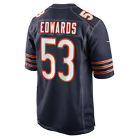 Chicago Bears TJ Edwards Navy Game Player Jersey