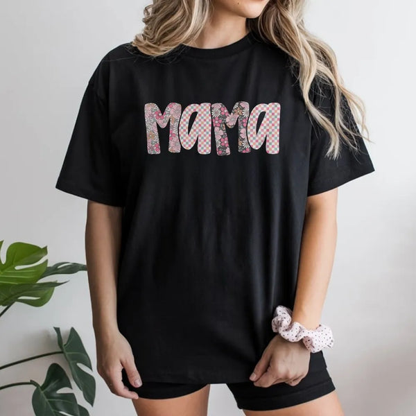 Mama Sweatshirt | Preppy Floral Checkerboard Letters | Premium Cotton Blend | Mothers Day Gift for New Mom