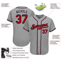 Custom Baseball Jersey - Gray Red-Navy Authentic