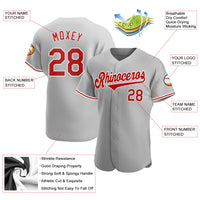Custom Baseball Jersey - Gray Red-White Authentic
