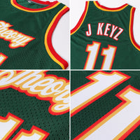 Custom Basketball Jersey - Hunter Green White-Red Authentic Throwback