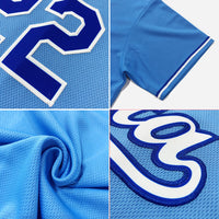 Custom Baseball Jersey - Light Blue White-Red Authentic Throwback Rib-Knit