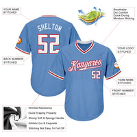 Custom Baseball Jersey - Light Blue White-Red Authentic Throwback Rib-Knit
