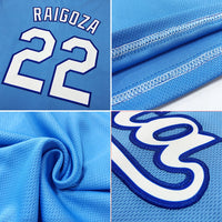 Custom Baseball Jersey - Light Blue White-Red Authentic Throwback Rib-Knit