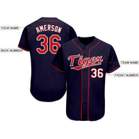 Custom Baseball Jersey - Navy Red-White