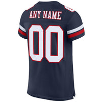 Custom Football Jersey - Navy White-Red Mesh Authentic