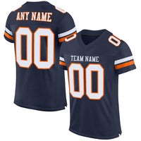 Custom Football Jersey - Navy White-Orange Mesh Authentic