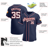 Custom Baseball Jersey - Navy White-Red Authentic