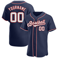 Custom Baseball Jersey - Navy White-Red Authentic