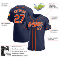 Custom Baseball Jersey - Navy Orange-White Authentic