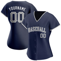 Custom Baseball Jersey - Navy Gray-White Authentic