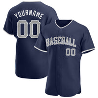 Custom Baseball Jersey - Navy Gray-White Authentic
