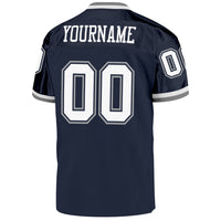 Custom Football Jersey - Navy White-Gray Mesh Authentic Throwback