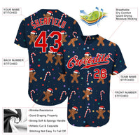 Custom Baseball Jersey - Navy Red-White Christmas 3D Authentic