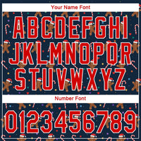 Custom Baseball Jersey - Navy Red-White Christmas 3D Authentic