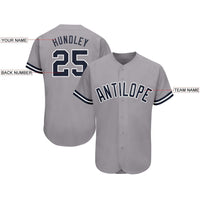 Custom Baseball Jersey - Gray Navy-White