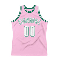 Custom Basketball Jersey - Light Pink White-Kelly Green Authentic Throwback