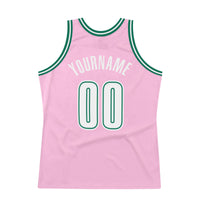 Custom Basketball Jersey - Light Pink White-Kelly Green Authentic Throwback
