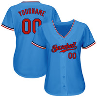 Custom Baseball Jersey - Powder Blue Red-Navy Authentic