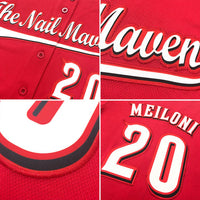 Custom Baseball Jersey - Red White-Navy Authentic
