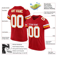 Custom Football Jersey - Red White-Gold Mesh Authentic
