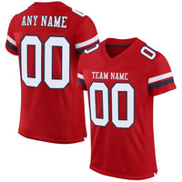 Custom Football Jersey - Red White-Navy Mesh Authentic