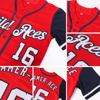 Custom Baseball Jersey - Red White-Navy Authentic Two Tone