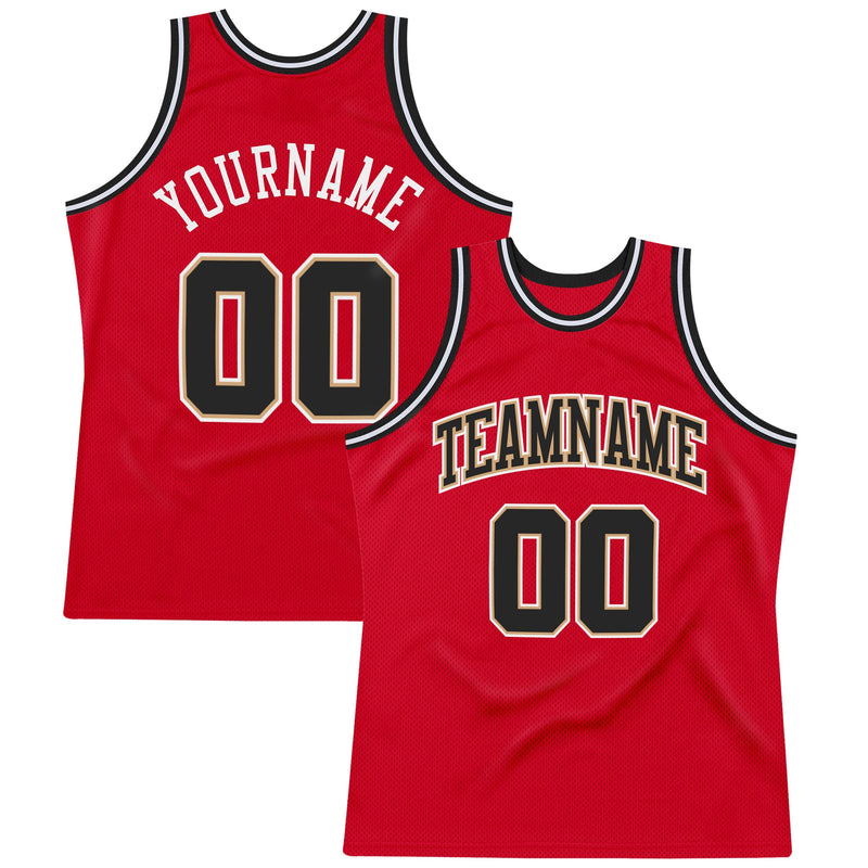 Custom Basketball Jersey - Red Black-White Authentic Throwback