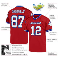 Custom Football Jersey - Red White-Royal Mesh Authentic Throwback