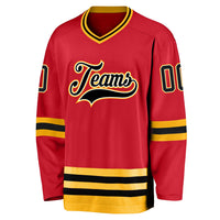 Custom Hockey Jersey - Red Black-Gold