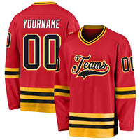 Custom Hockey Jersey - Red Black-Gold